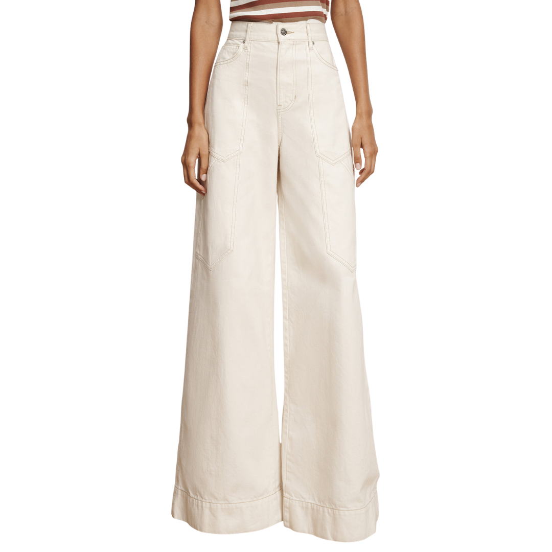 Freddy Wide-Leg Cargo Jean in Ecru