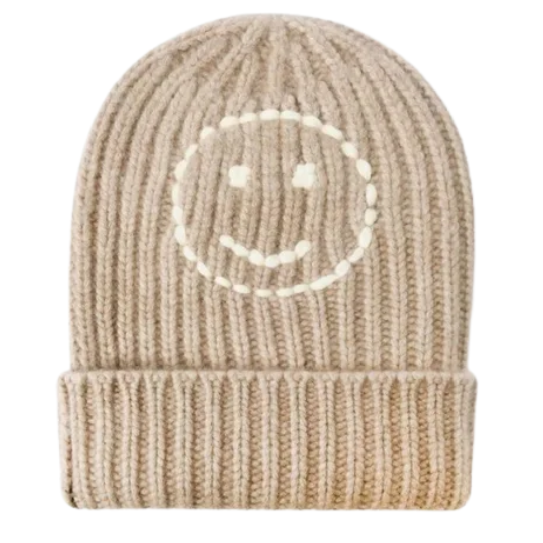 Sailor Happy Face Beanie in Eco Gravel/Alabaster