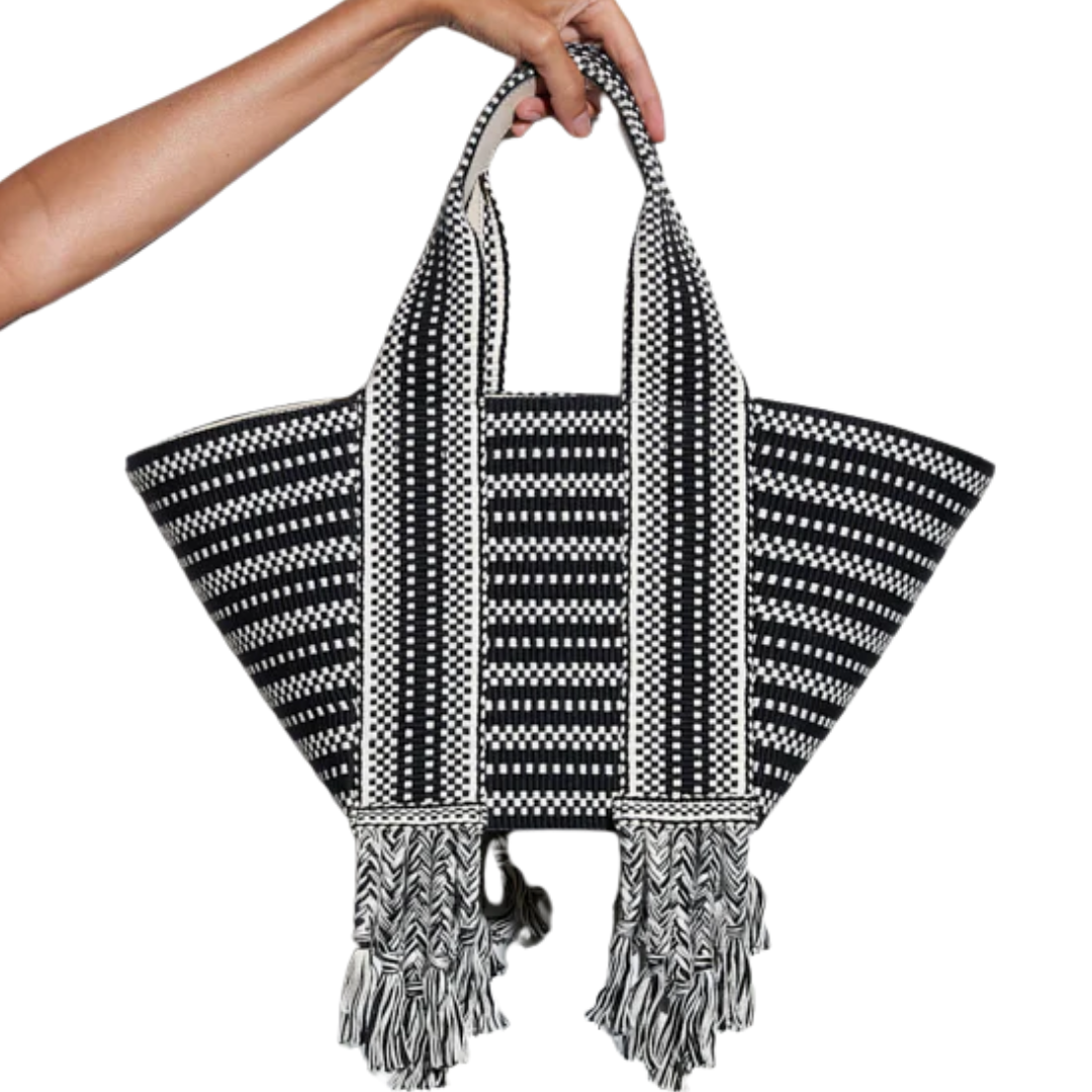 Chulo Small Tote Bag in Ivory-Black