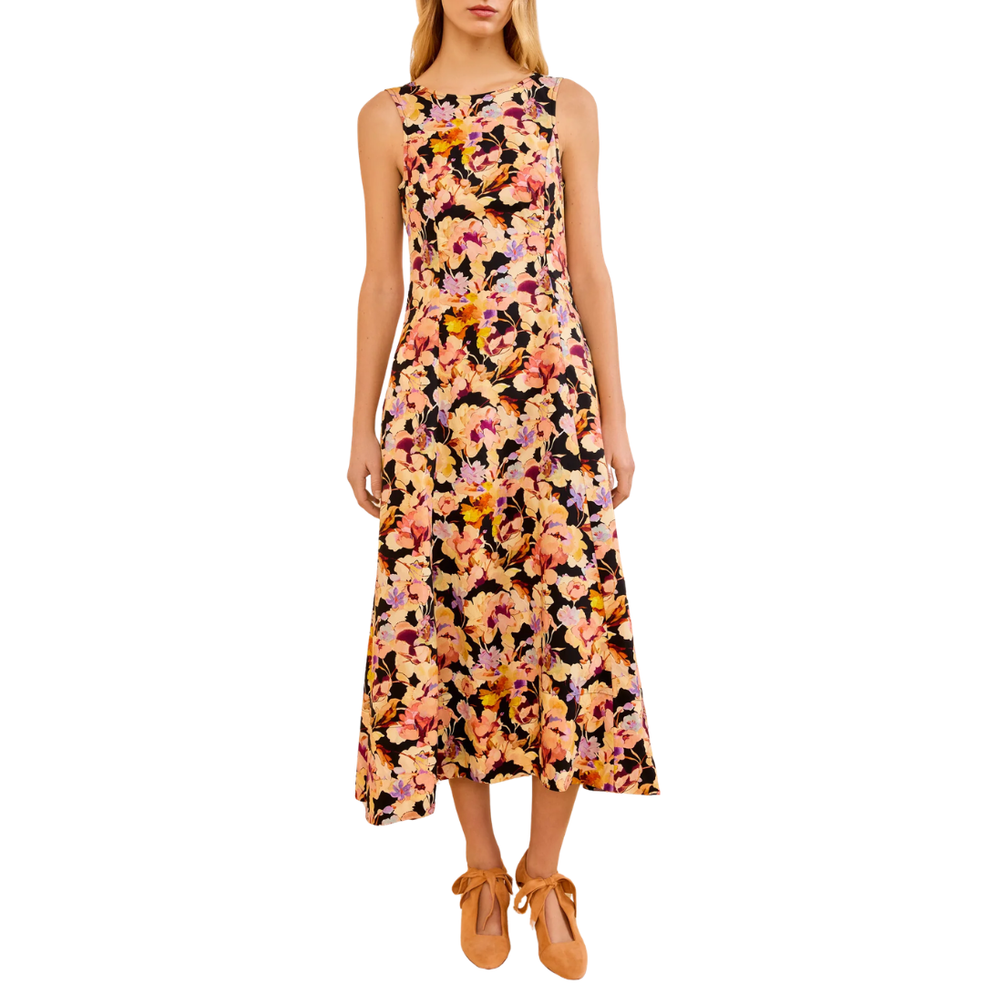 Georgia Cotton Midi Dress in Camellia