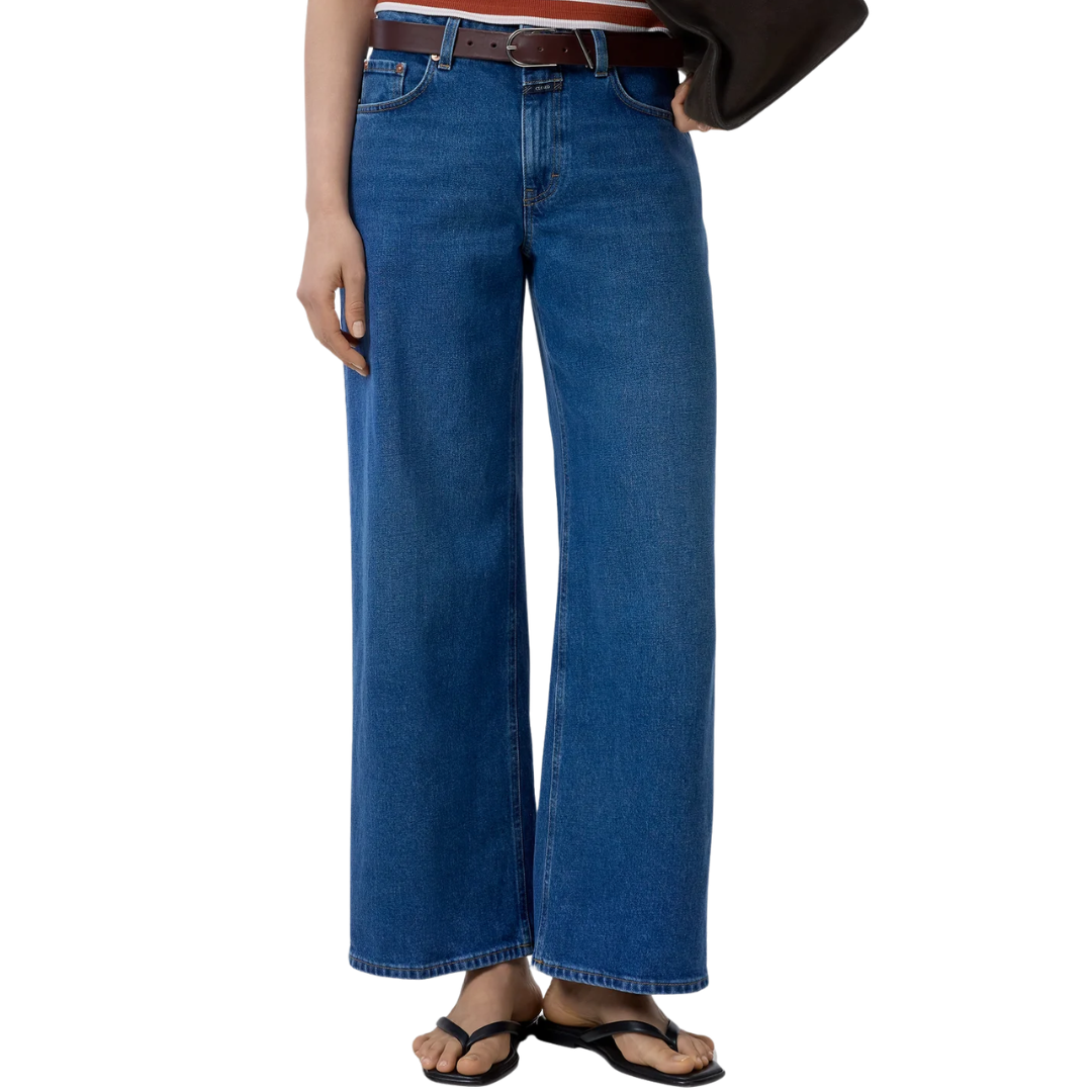 Jayla Wide Jeans in Mid Blue