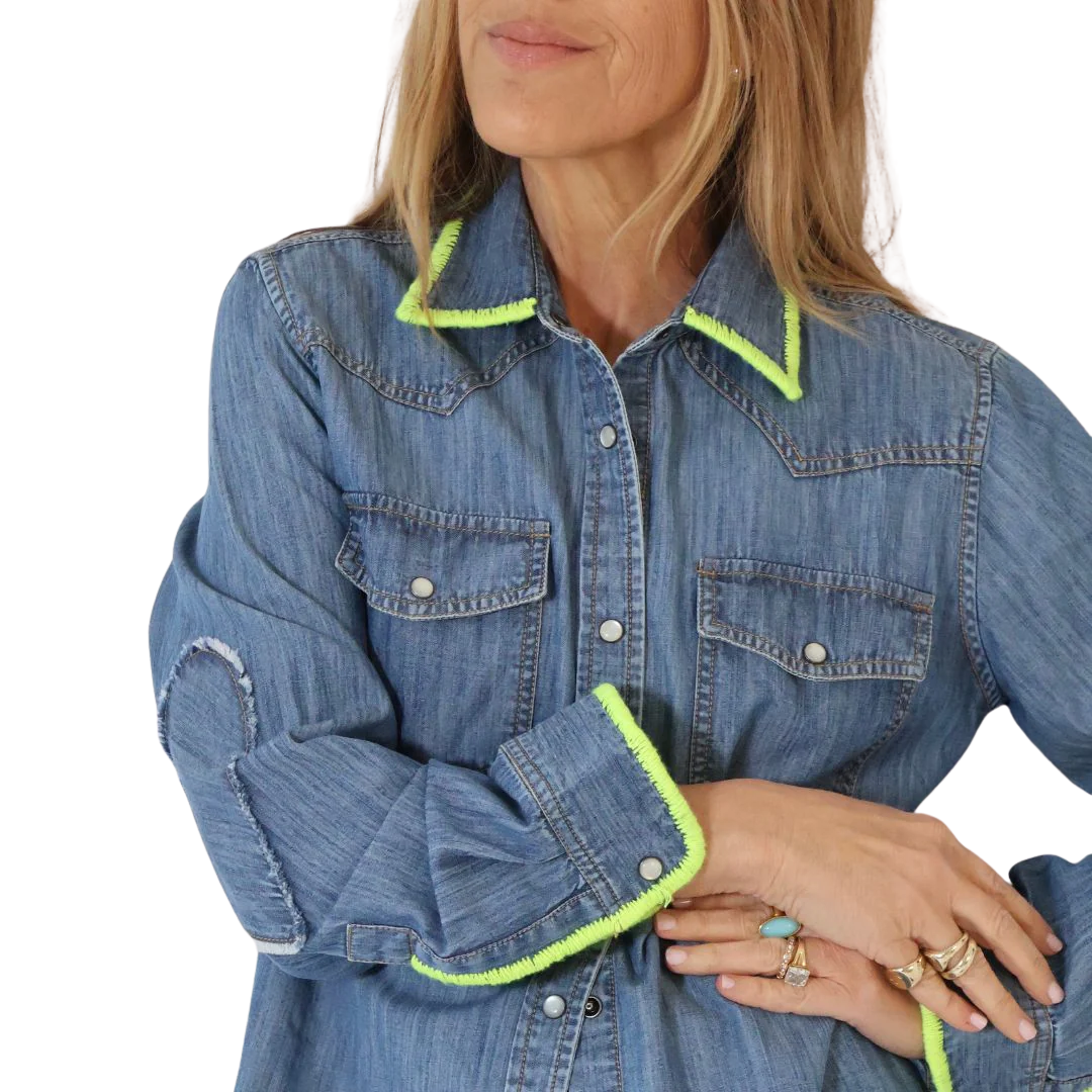 Pia Denim Western Shirt in True Denim
