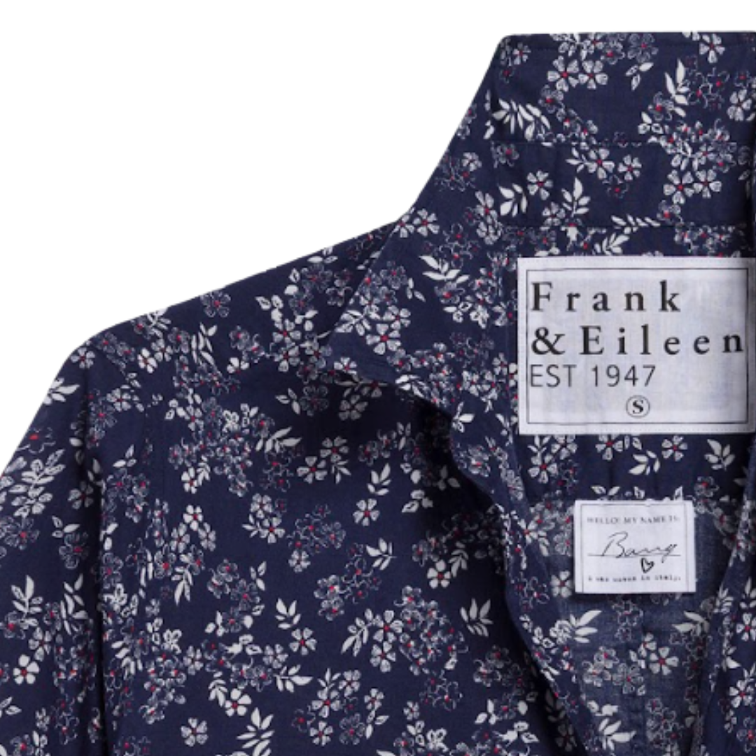 Barry Tailored Button-Up Shirt in Red Navy Flowers
