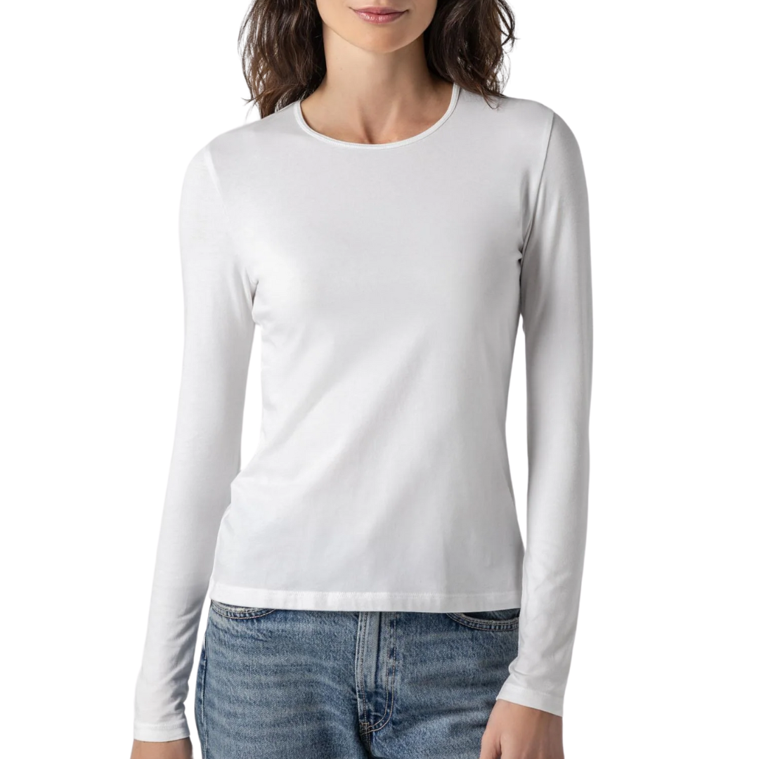 Long Sleeve Crew Tee in White