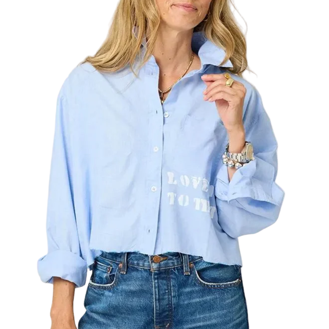 Tia Love Rises to the Top Shirt in Mid Blue