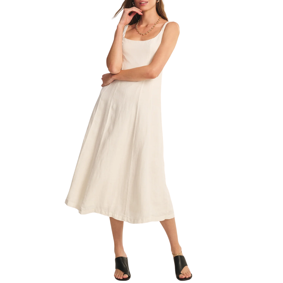 Austen Linen Dress in Chalk
