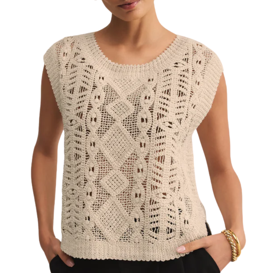 Baroque Sweater Top in Crystal