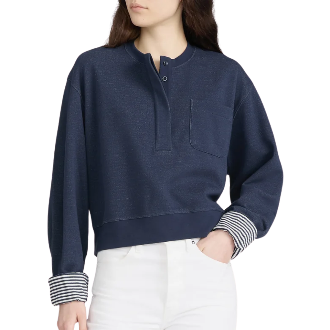 The Stripe Cuff Sweatshirt in Navy Multi