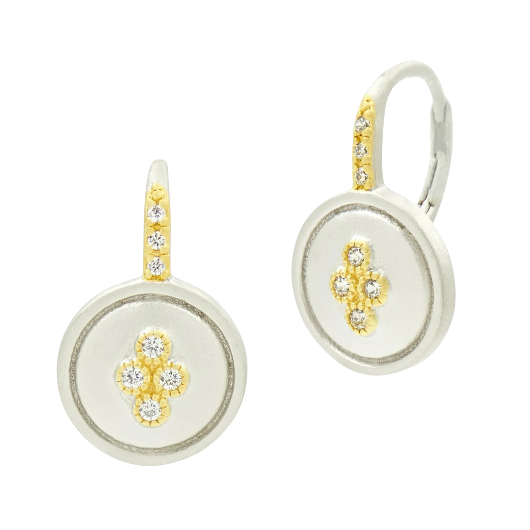 Armor of Hope Small Clover Leverback Earrings in Gold & Silver