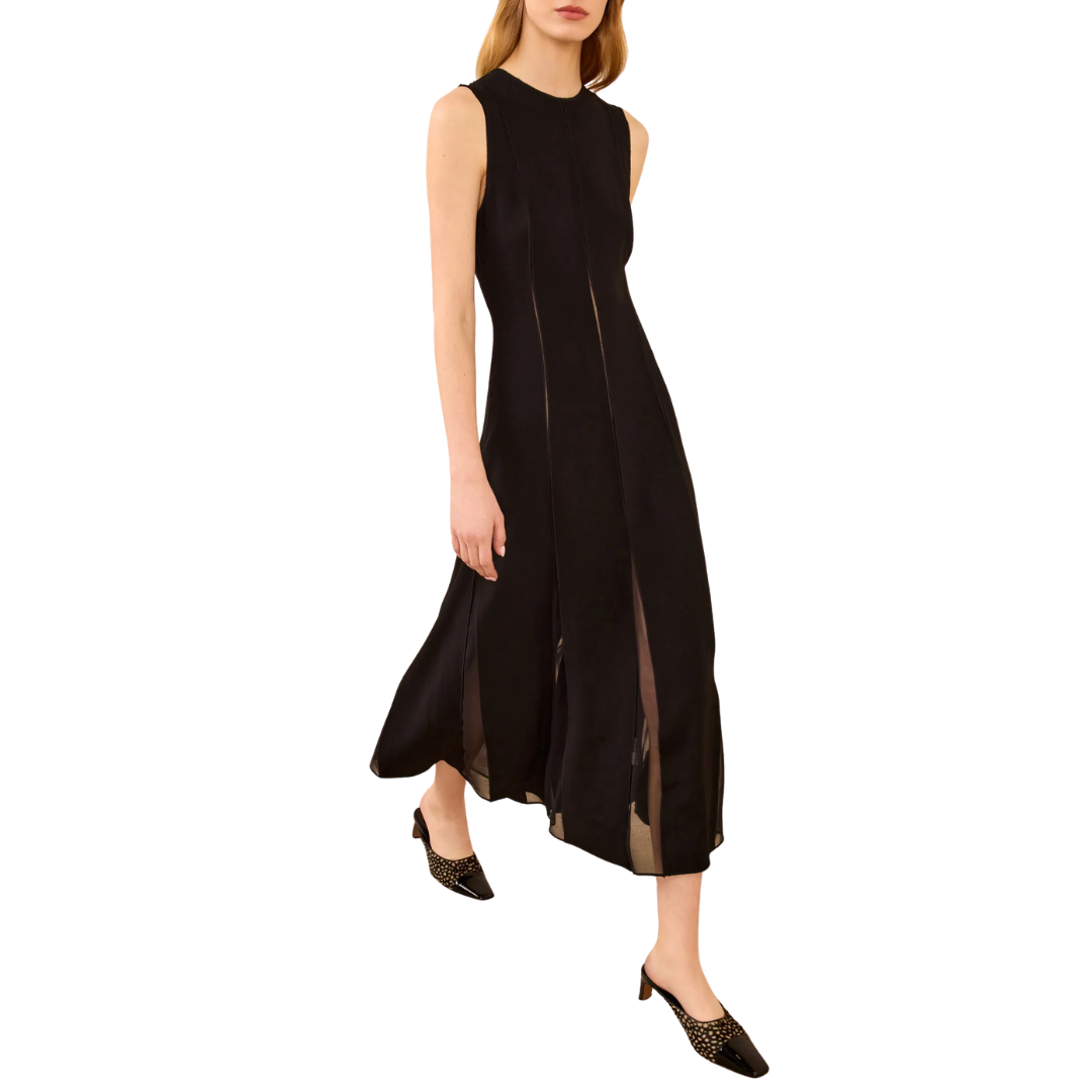 Laure Sleeveless Midi Dress in Noir