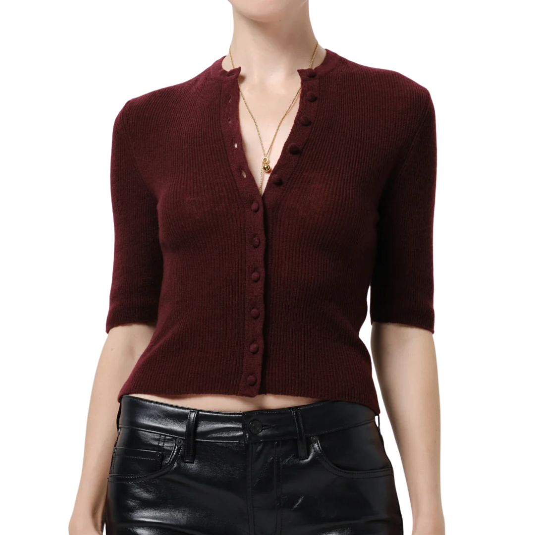 Tabitha Cardigan Sweater in Burgundy