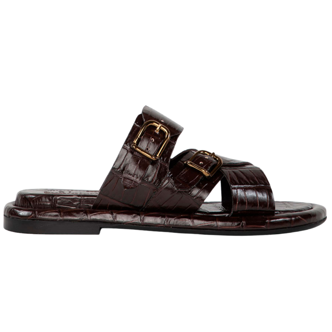 Anais Flat Sandal in Coco Castagna