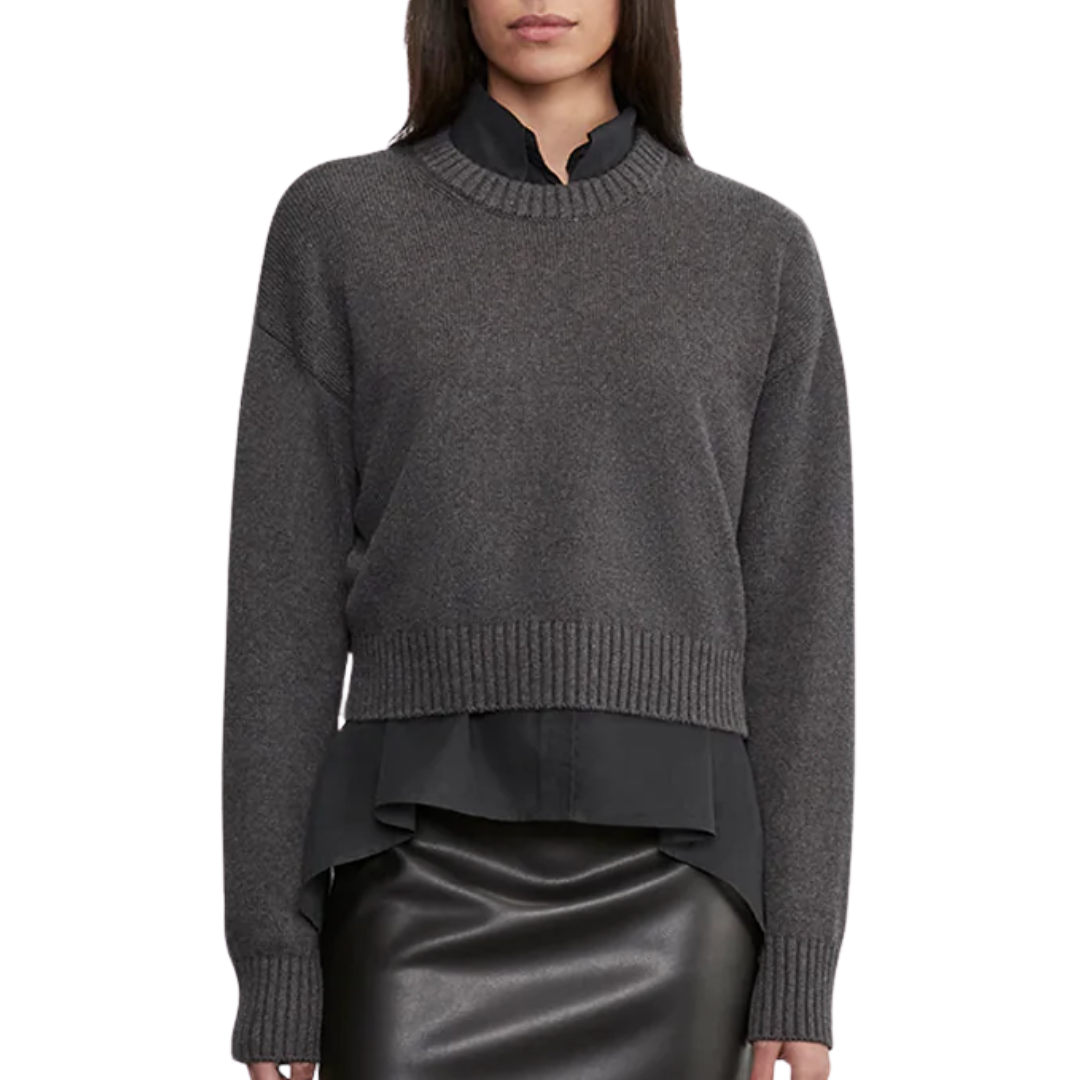 Chunky Cotton Cashmere Sweater in Charcoal