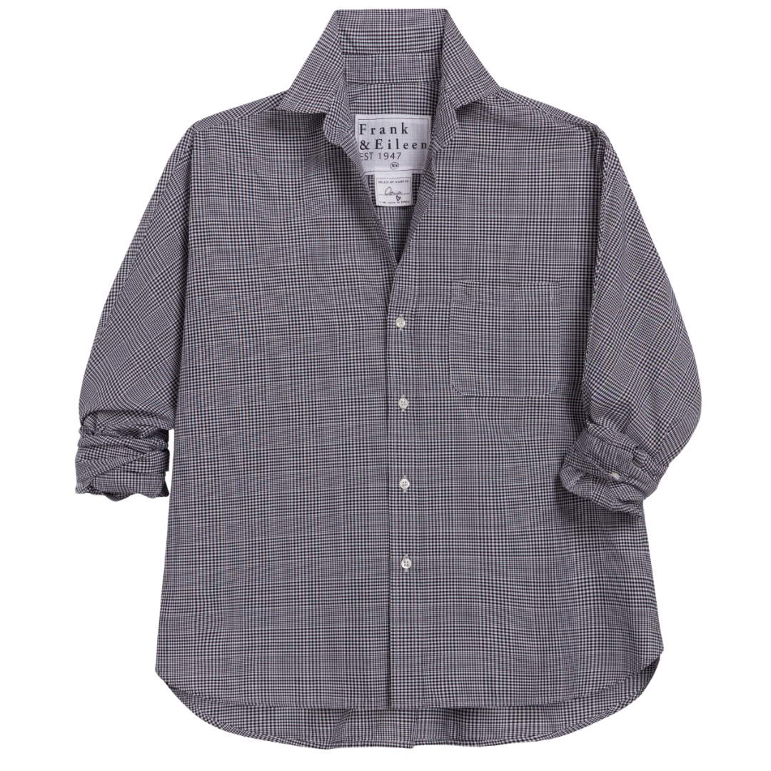 Oona Continuous Button-Up in Black White Plaid