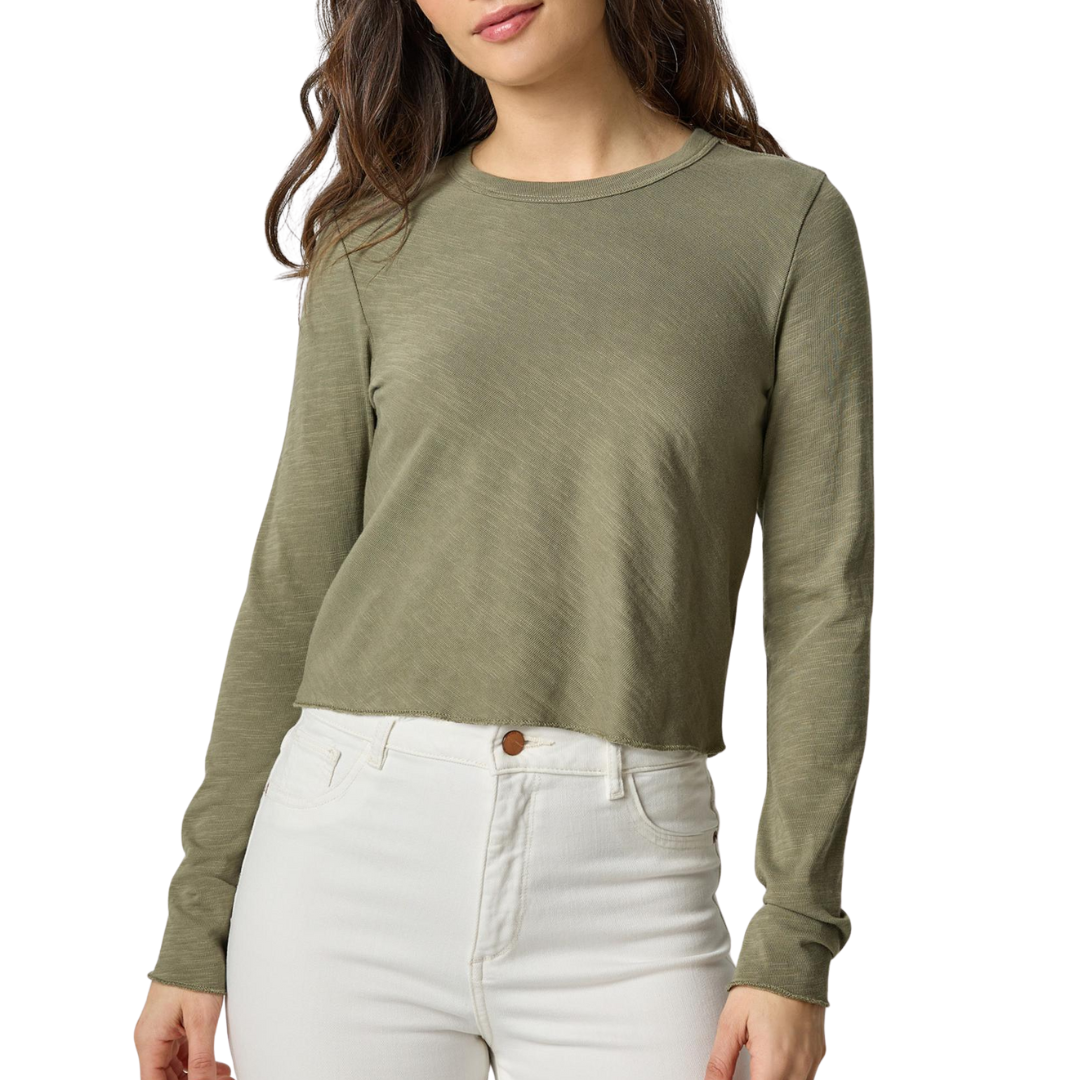 Long Sleeve Cropped Tee in Matcha