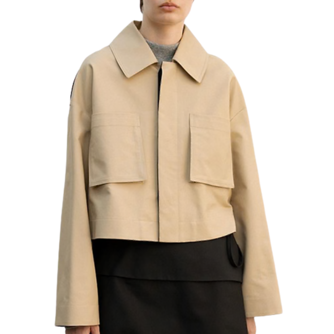 Back Flare Short Coat in Beige