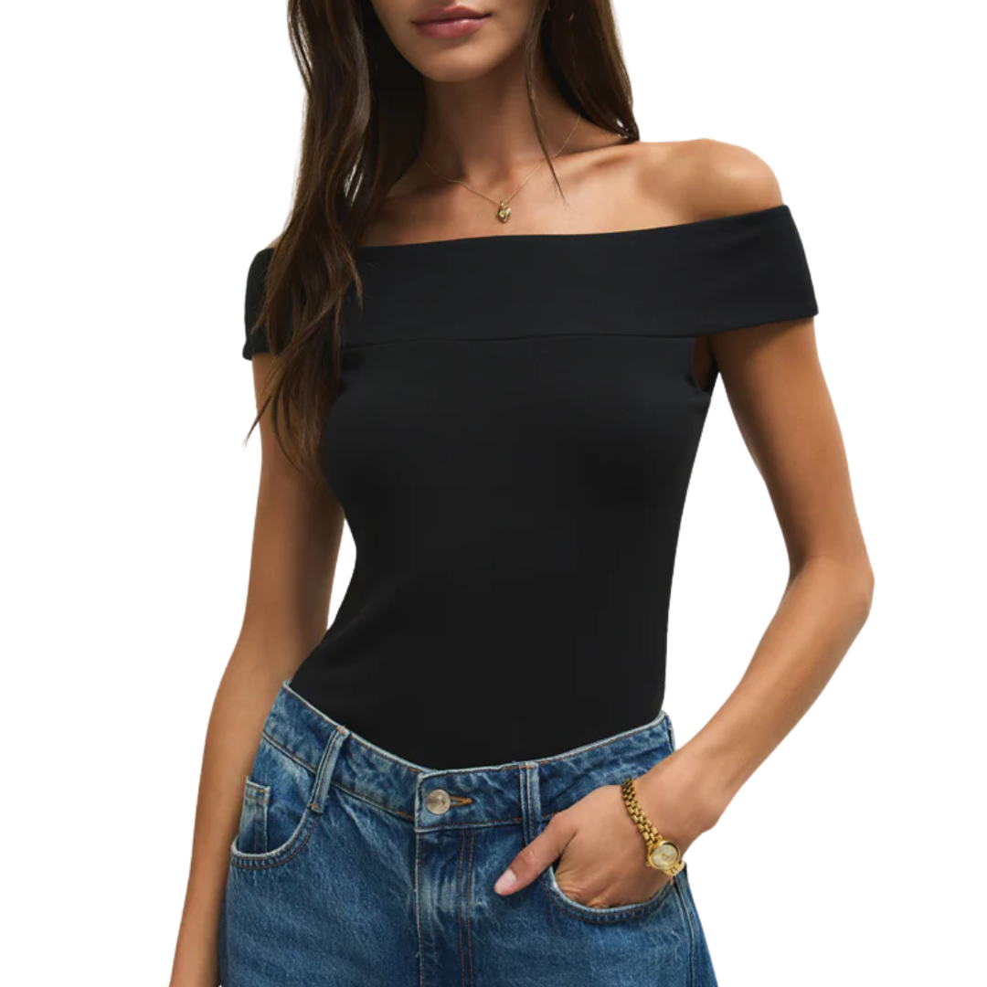 Second Skin Off Shoulder Top in Black