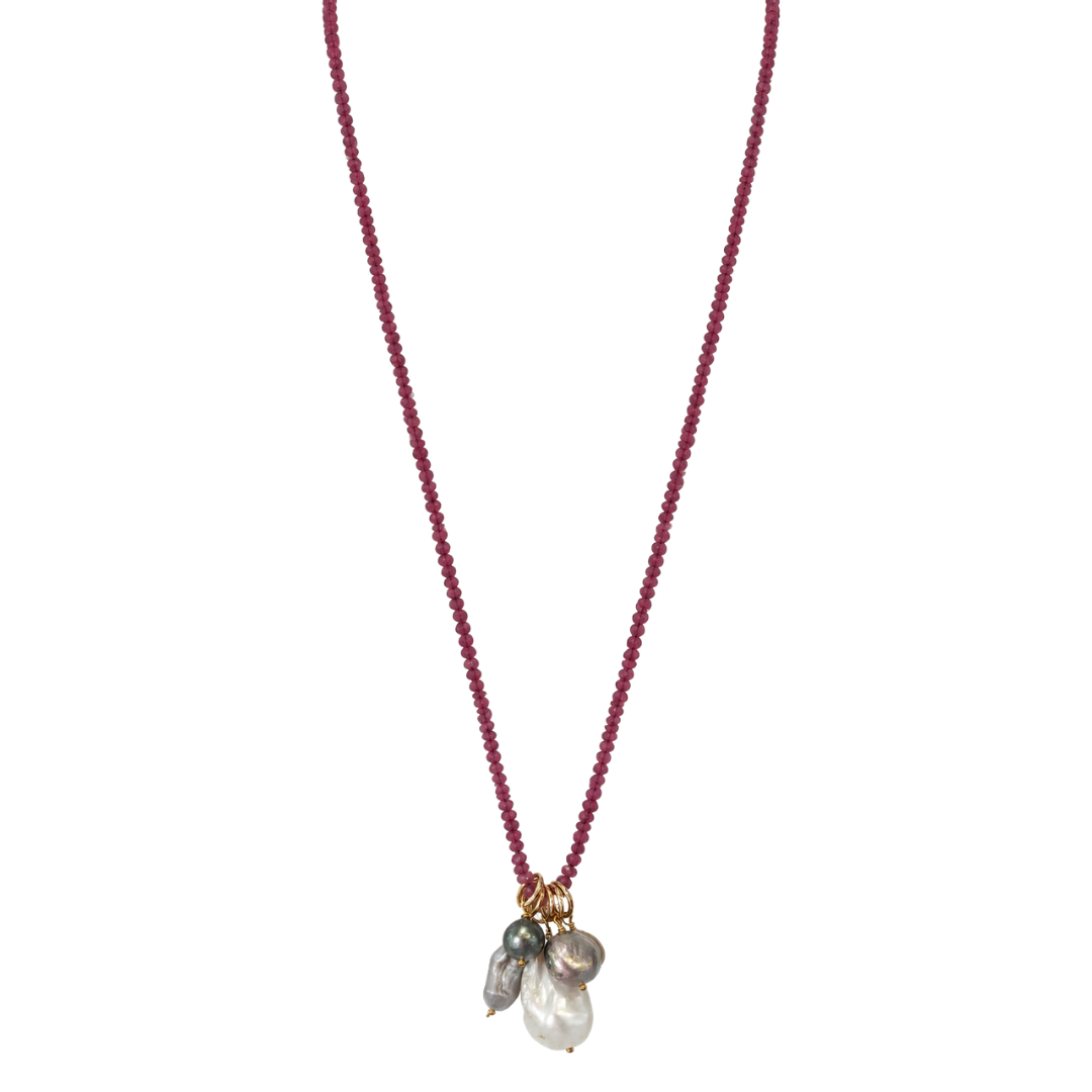 Ruby Pearls Baroque Keshi & Tahitian 34" Necklace