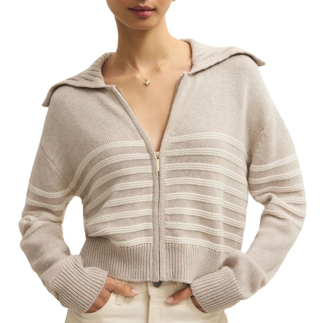 Kovac Cropped Sweater Jacket in Natural Heather