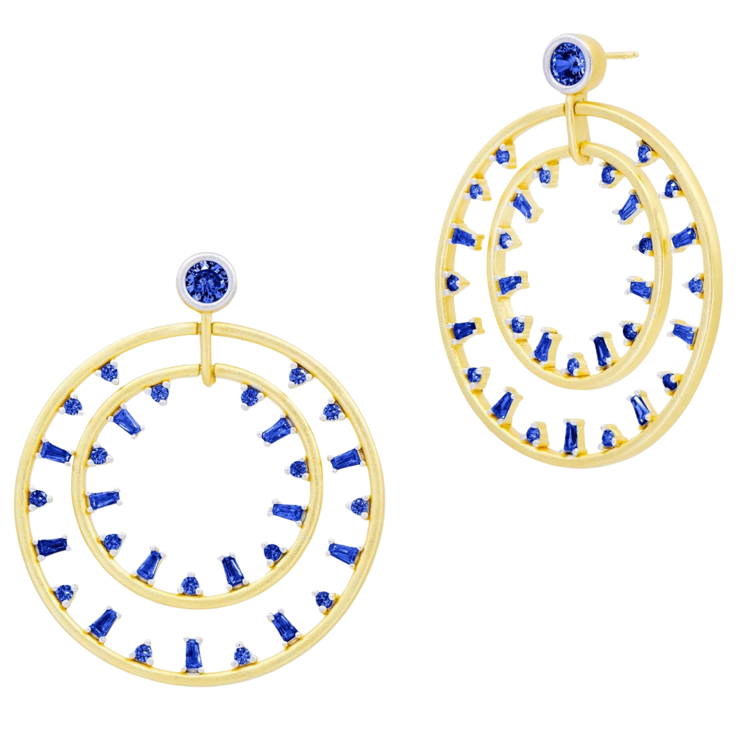 Midnight Mosaic Double Open Hoop Earrings