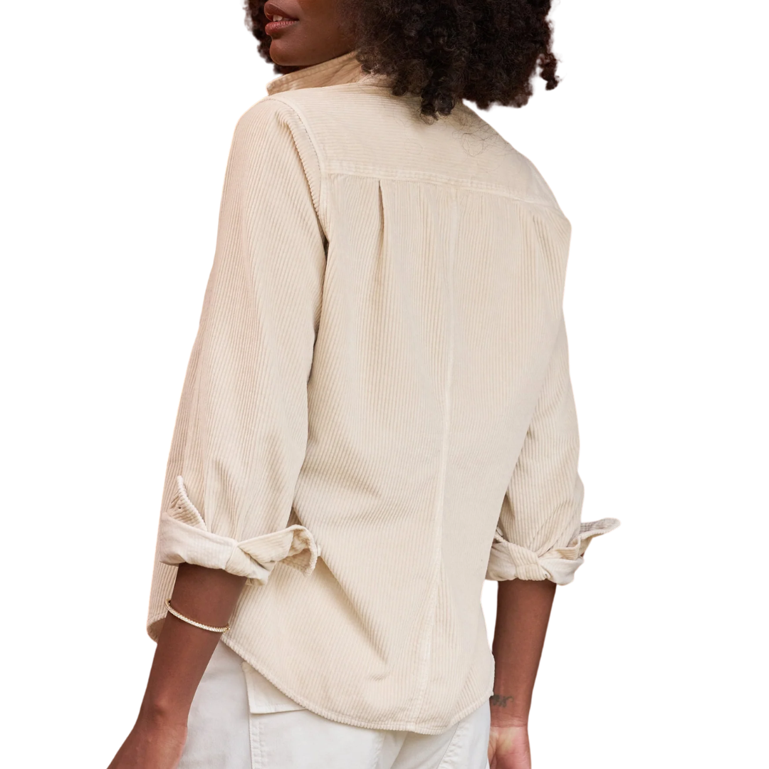 Barry Tailored Button-Up Shirt in Vintage White Corduroy