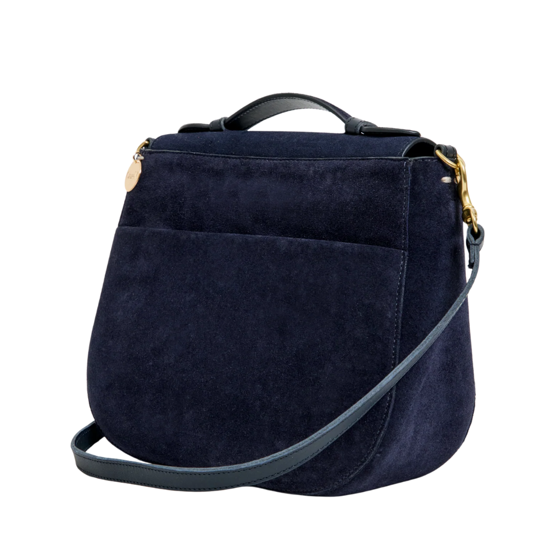 Turnlock Louis w/ Top Handle in Navy Suede