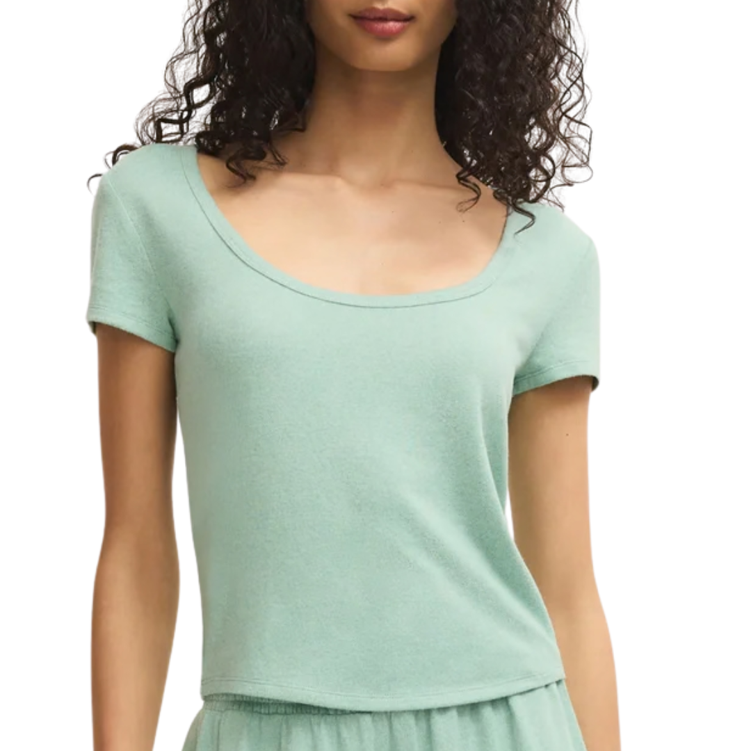 Flower Market Soft Knit Tee in Crystal Green
