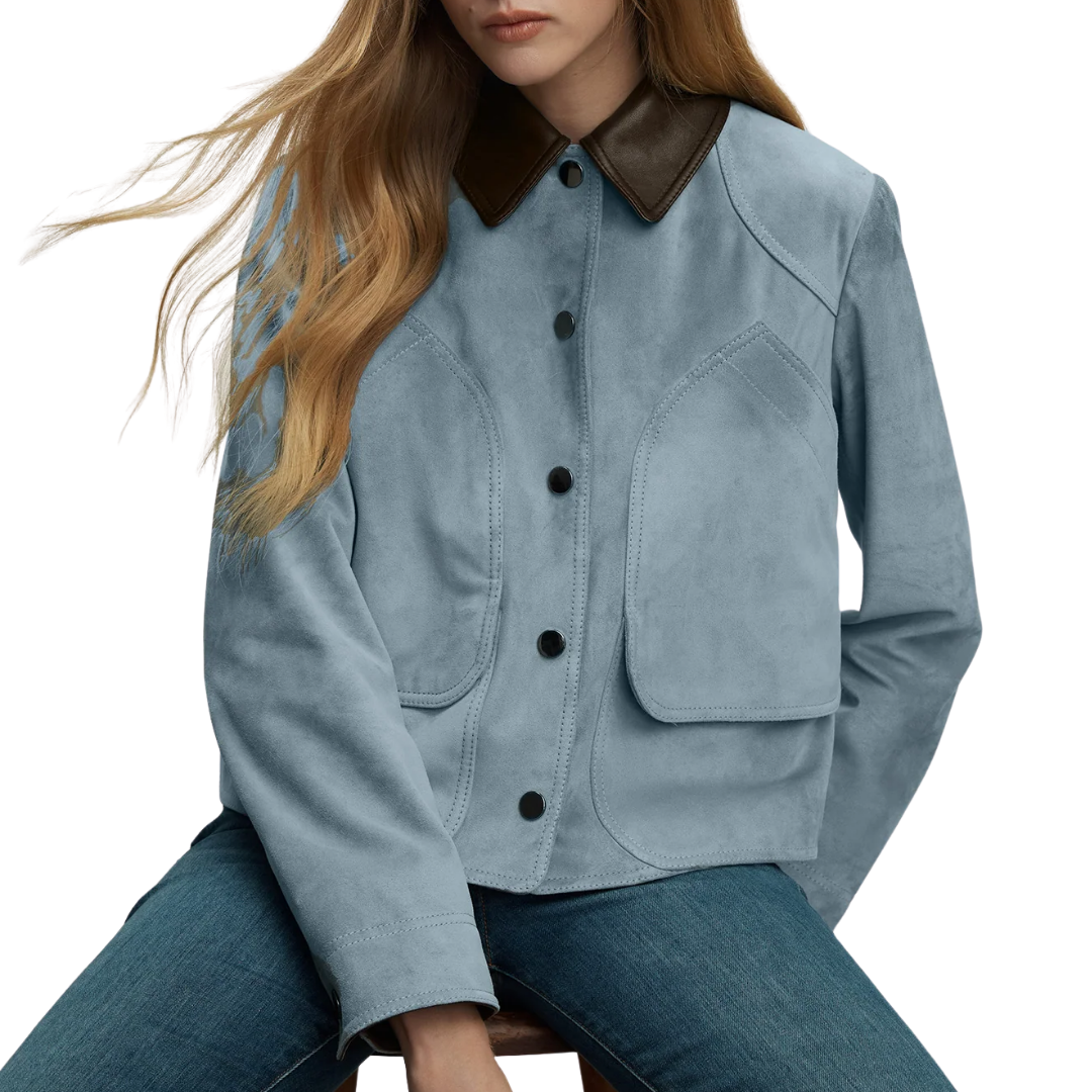 Walters Suede Jacket in Blue Steel