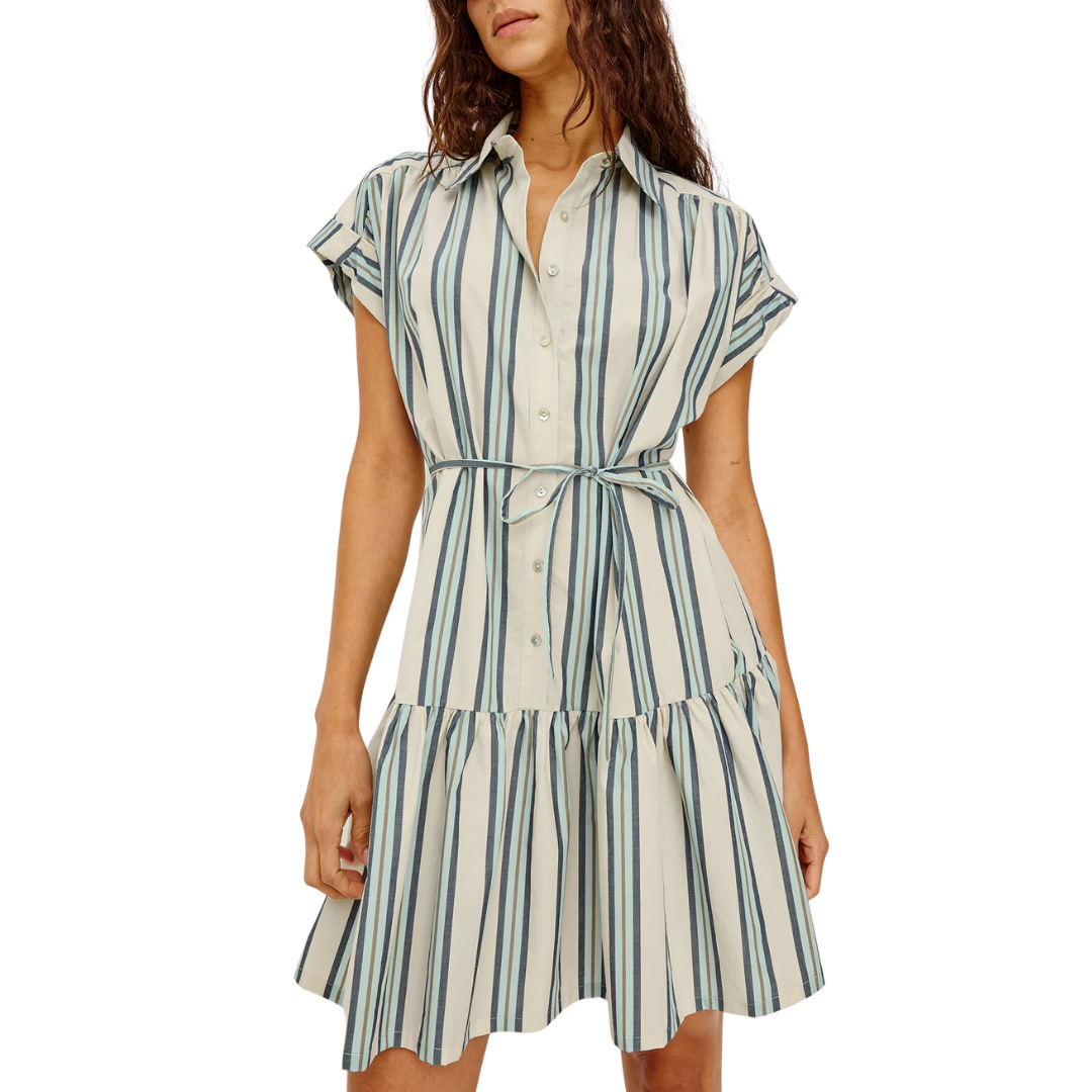 Evaline Dress in Marsala Stripe