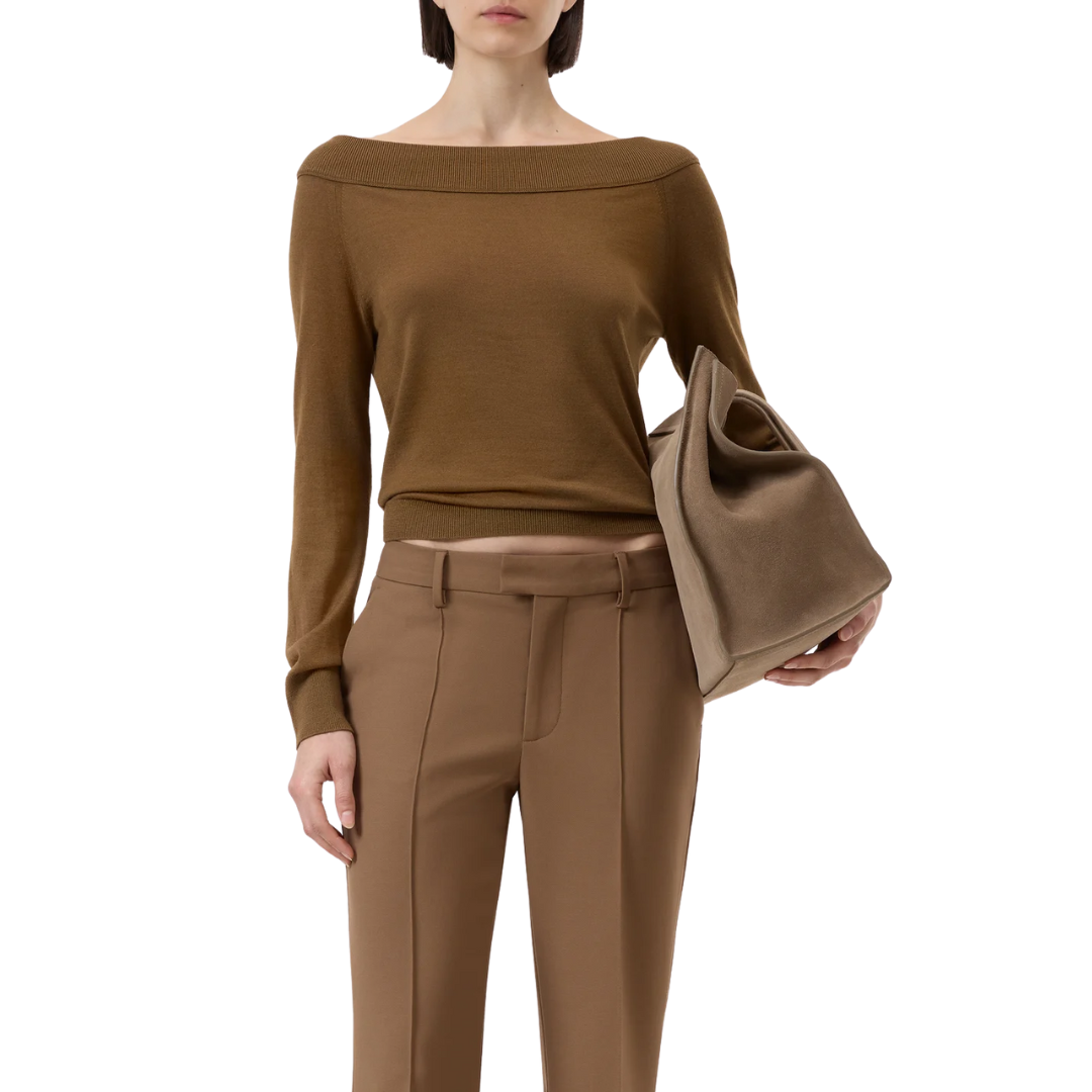 Wool And Silk Blend Jumper in Light Mocha Brown
