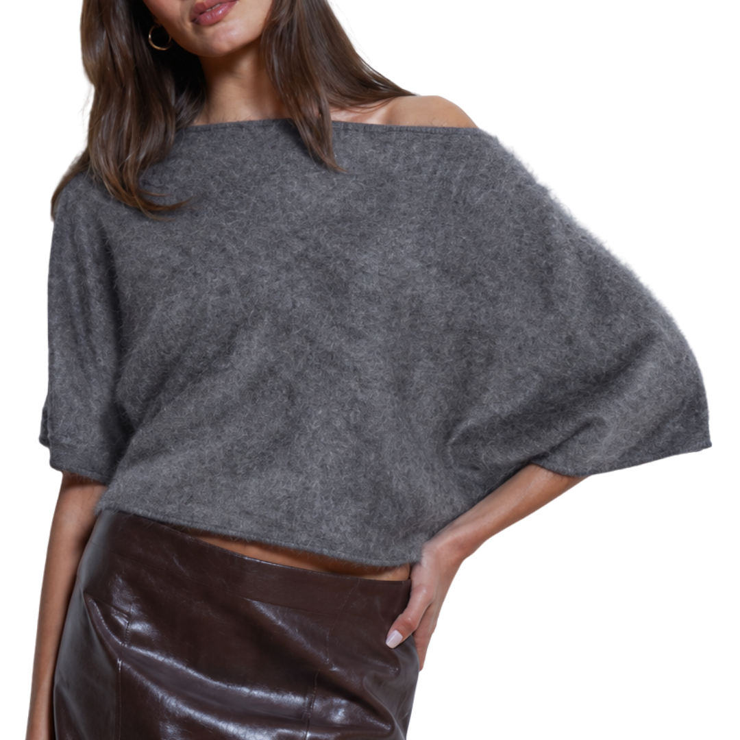 Off the Shoulder Batwing Dolman in Pewter