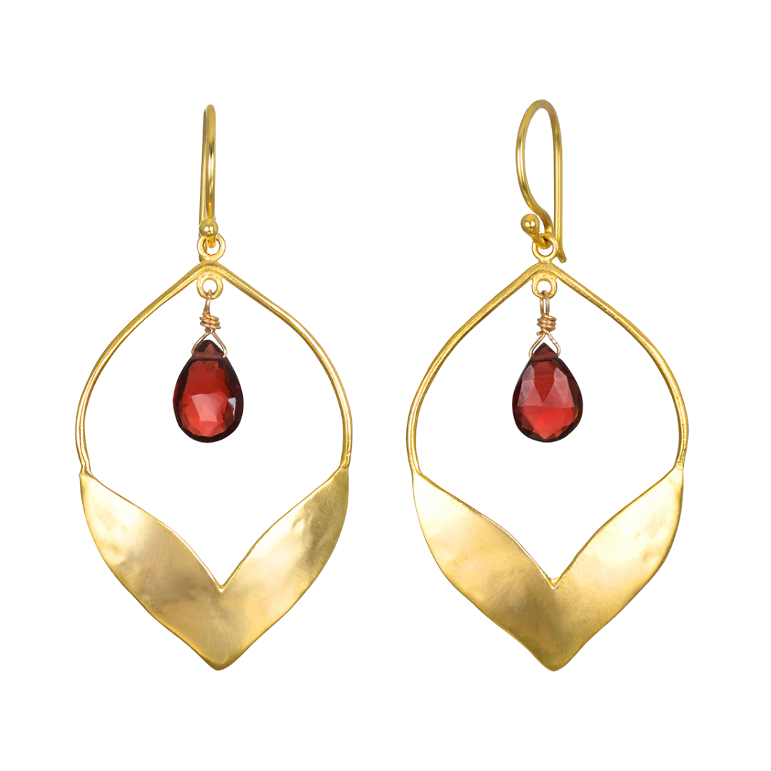 Infinite Possibilities Garnet Lotus Earrings
