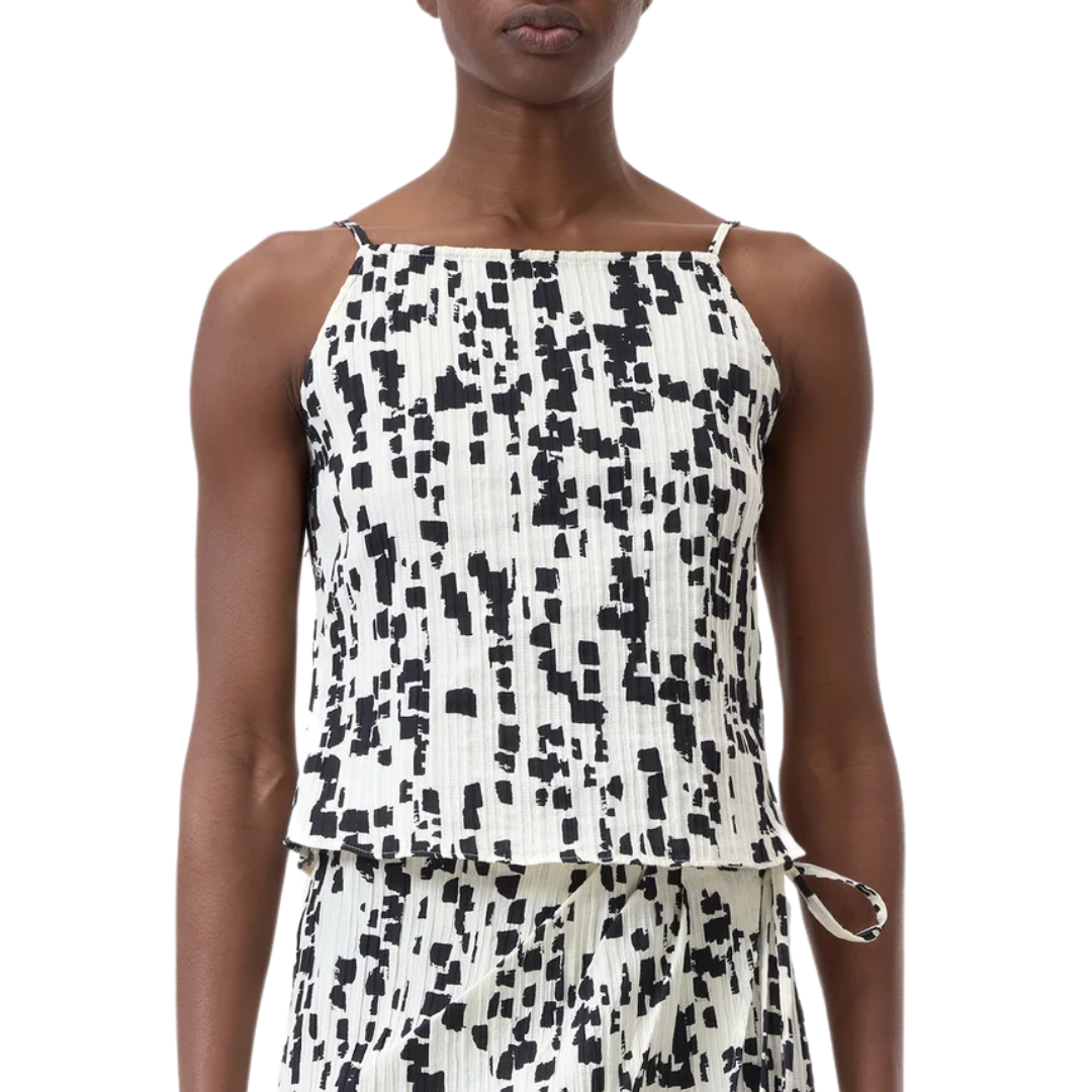 Printed Tank Top in Dune Beige