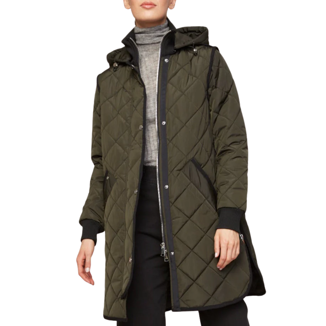 Libby Quilted Coat in Forest Green