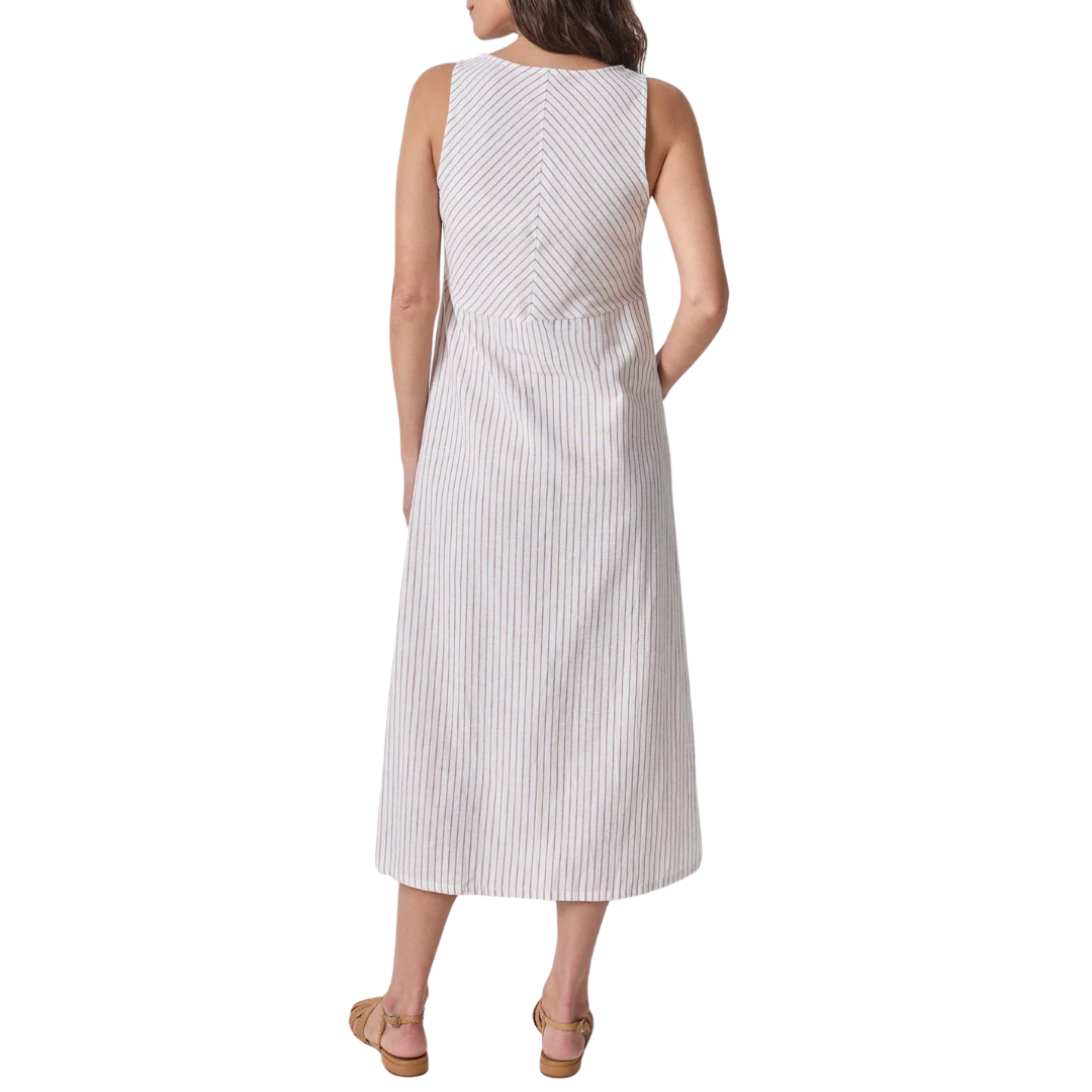 Striped Keyhole Midi Dress in Bark Stripe