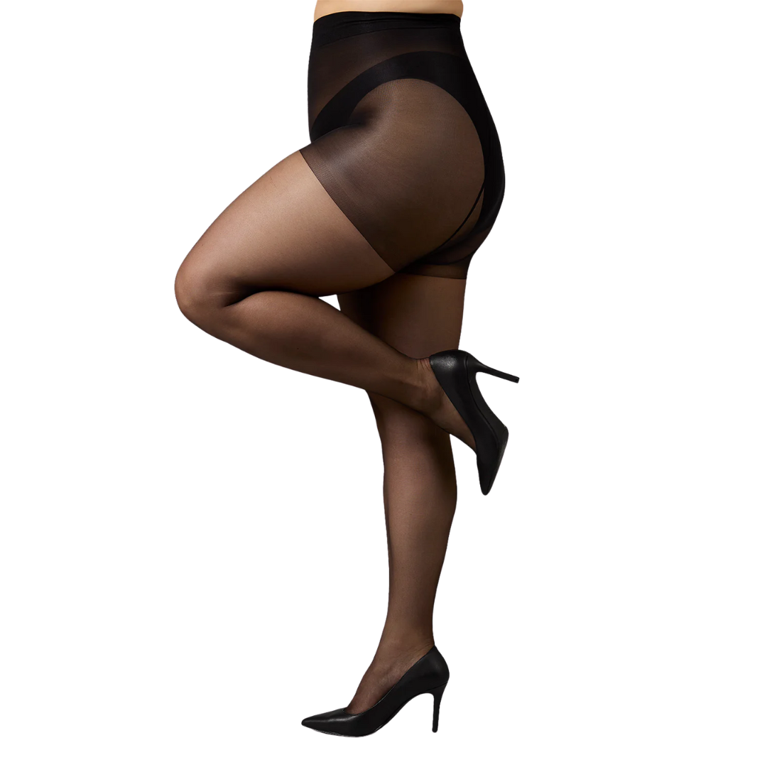 Crystal Sheer Control Top Pantyhose in Black