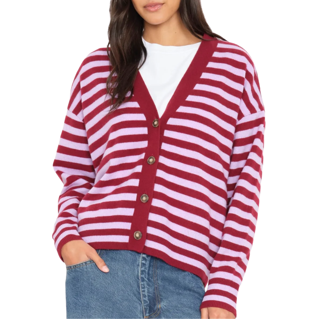 Estelle Cardigan in Garnet Petal