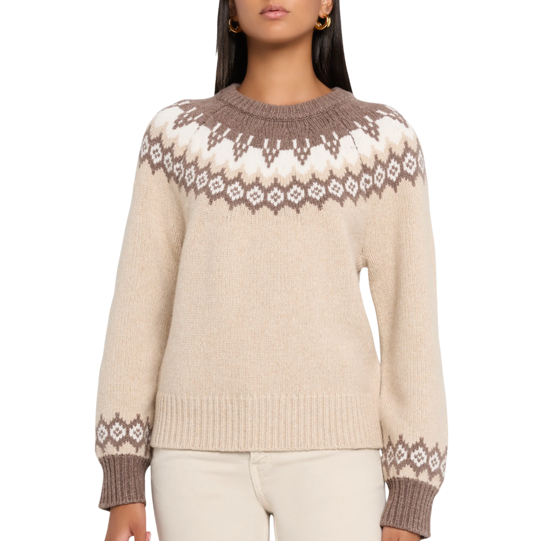 Beth Fairisle Raglan Sweater in Beige Multi