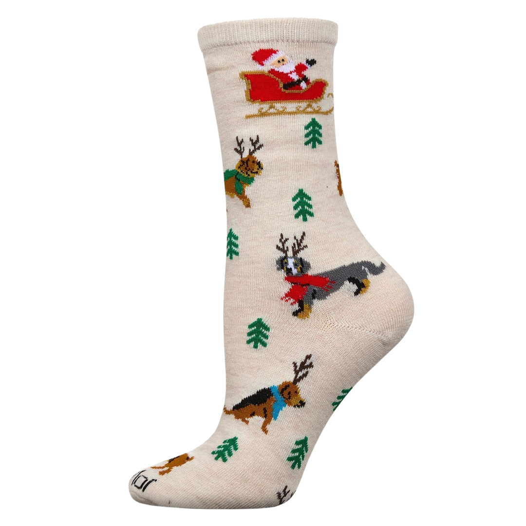Reindeer Pups Socks in Ivory Heather