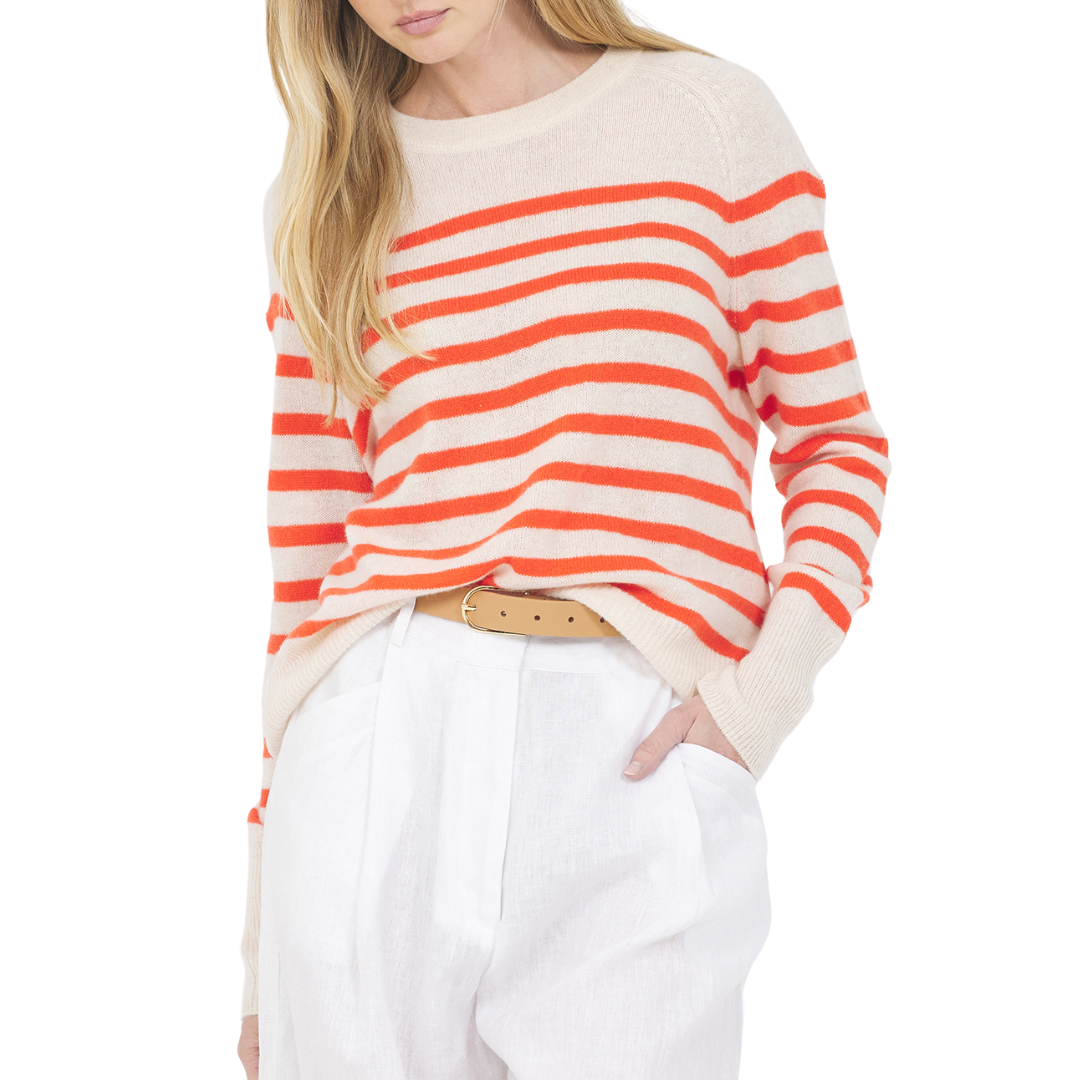 Sloane Cashmere Pullover in Cream Combo