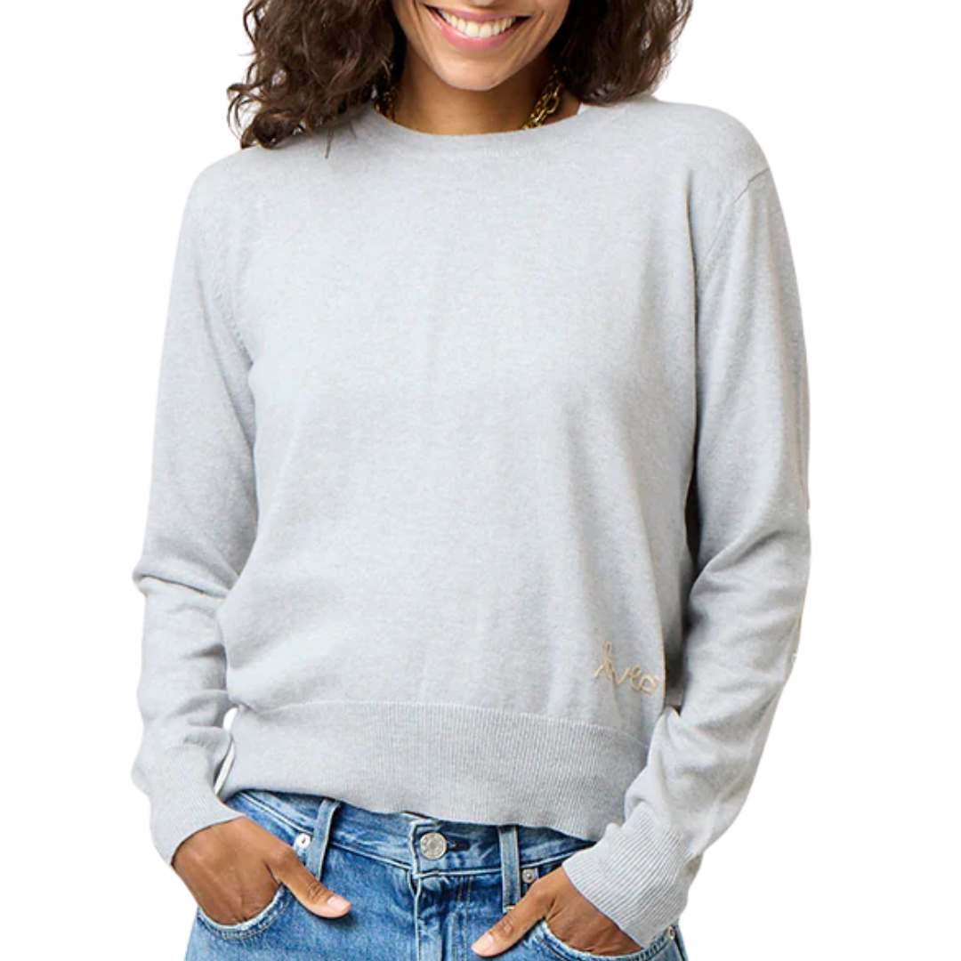 Patchwork Cotton Pullover in Silver Fox