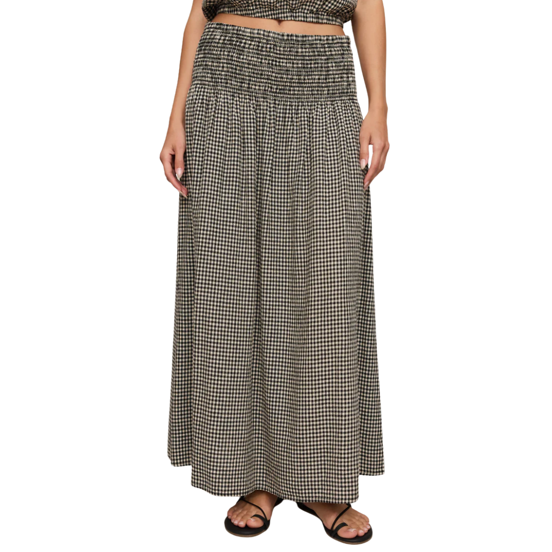 Brooke Gingham Maxi Skirt in Black