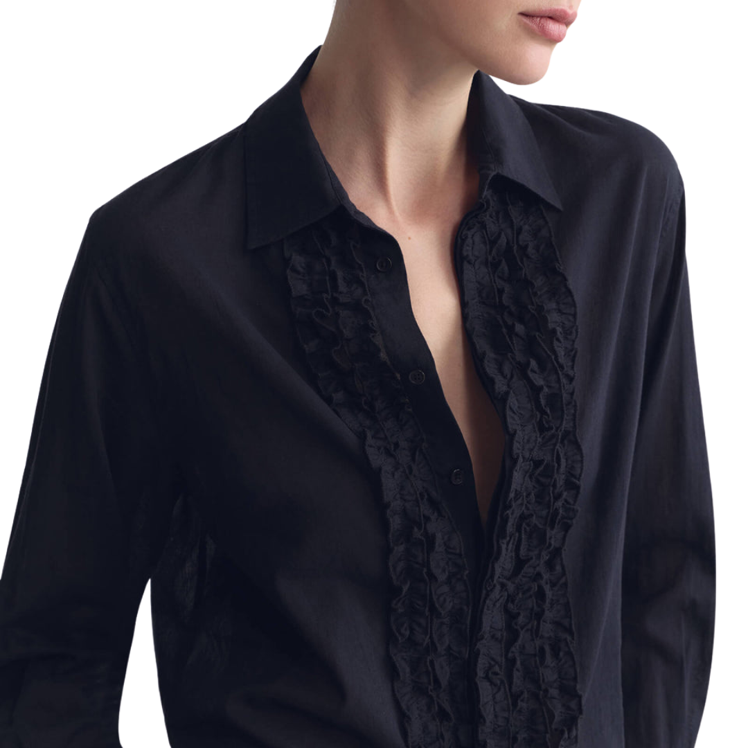 Nathael Ruffle Shirt in Midnight