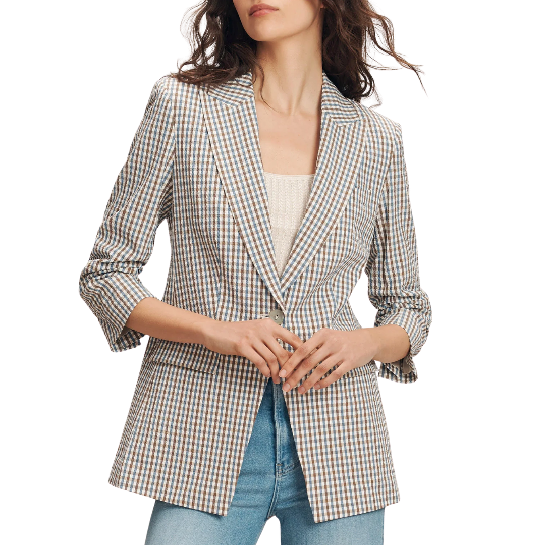 Clayton Gingham Dickey Jacket in Acorn Multi