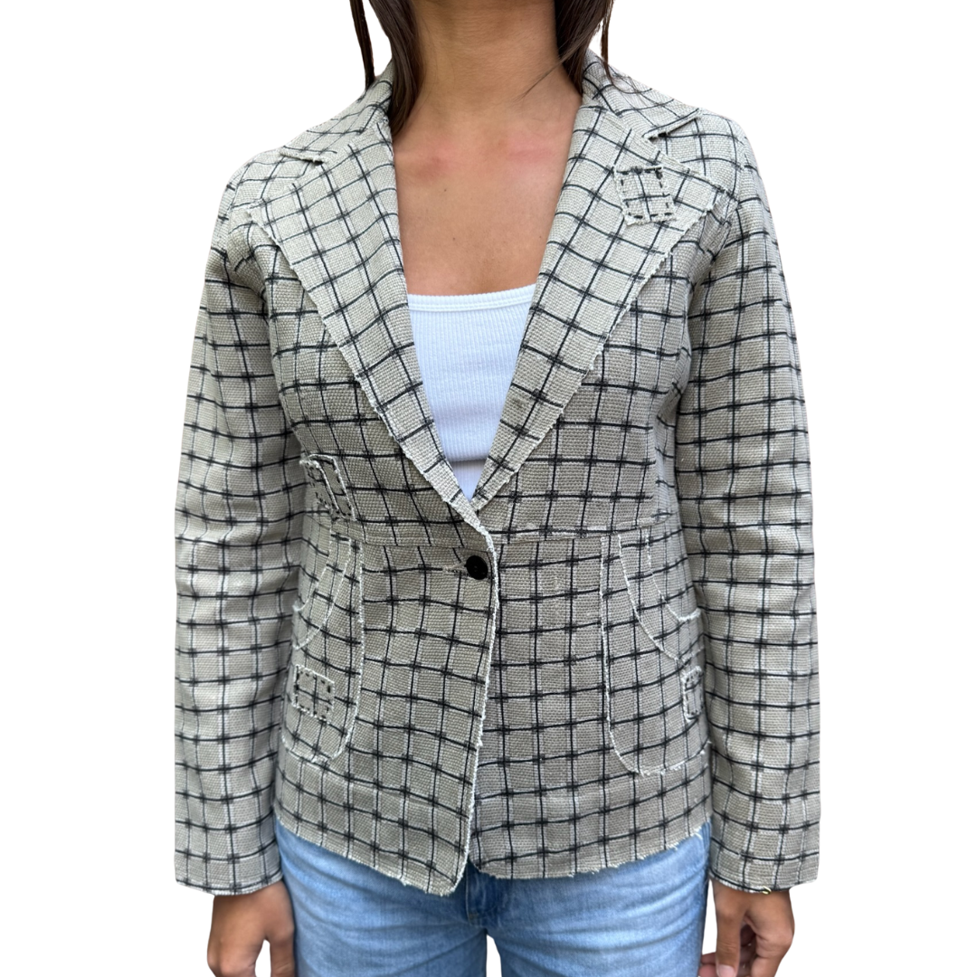 Checker Blazer in Taupe