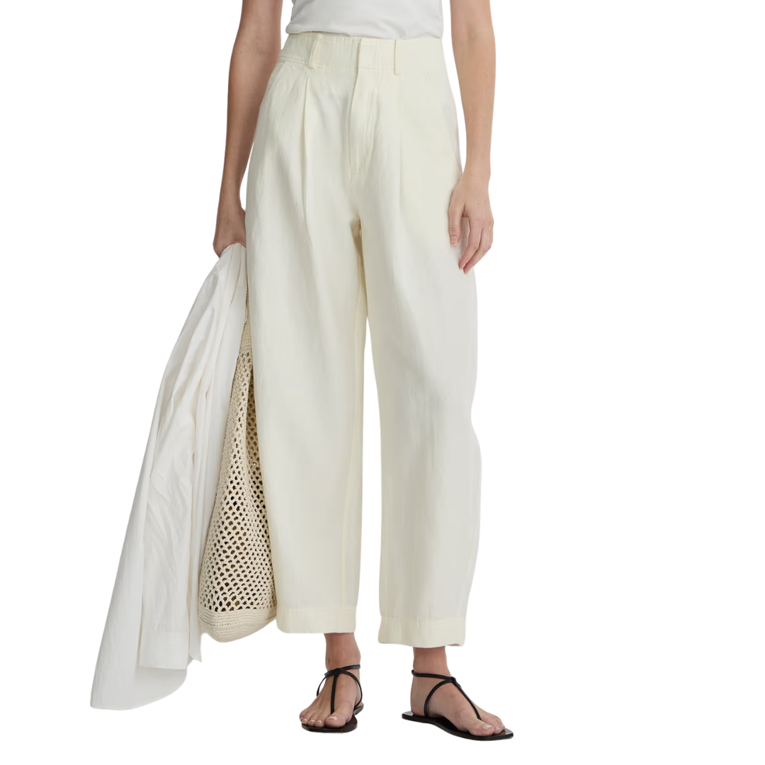 Petite Bari Crop Trouser in Cream