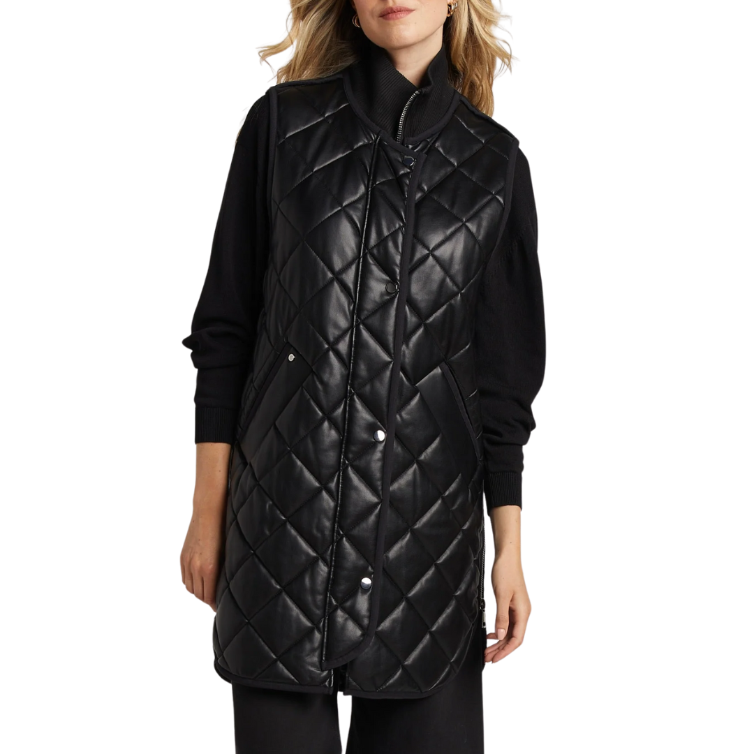 Destiny Vegan Leather Vest in Black