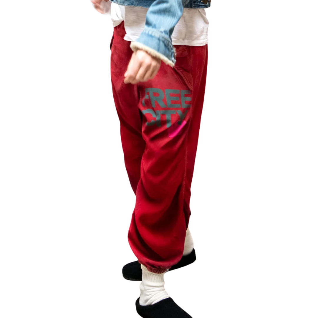 Flap/Snap Matte/Satin Airjump Pant in Artyard Red