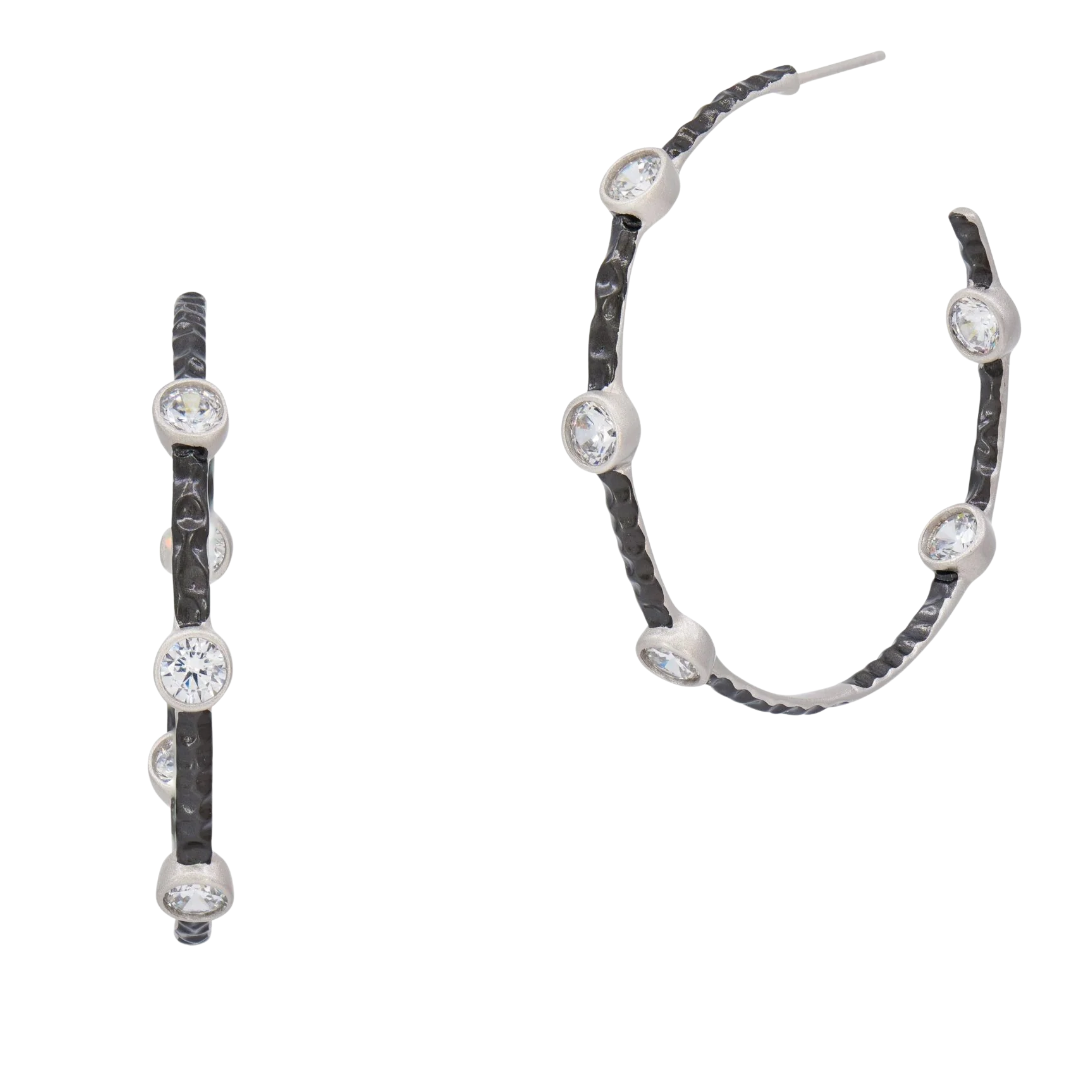 Starry Night Hoop Earrings in Silver