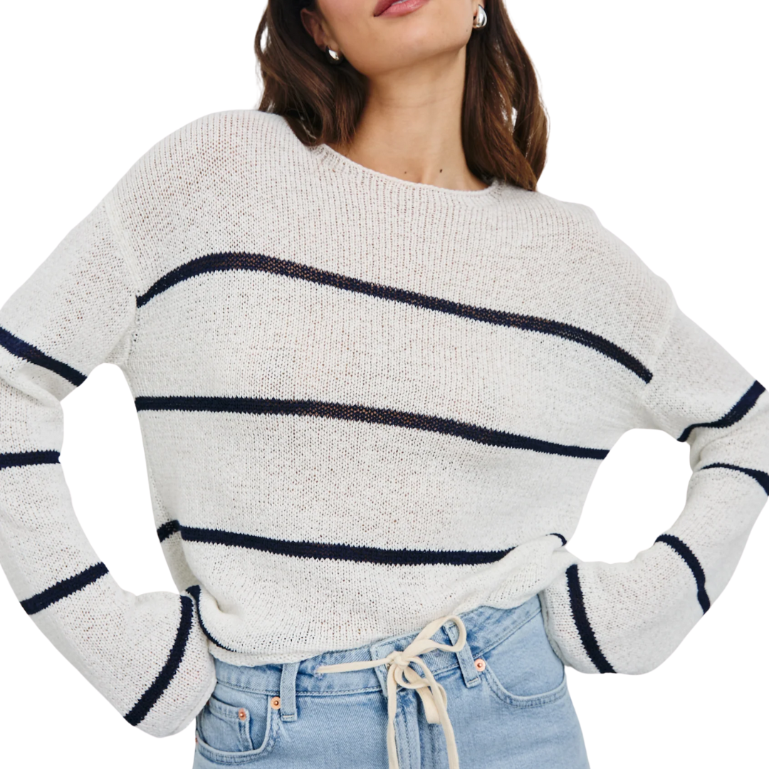 Evangeline Sweater in Navy White Stripe